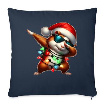 Lunettes de soleil à pois cochon d’Inde Mignon Blanc - Housse de coussin décorative 45 x 45 cm - bleu marine - Devant