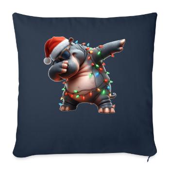 Dabbing Hippo Lunettes de soleil mignon - Housse de coussin décorative 45 x 45 cm - bleu marine - Devant