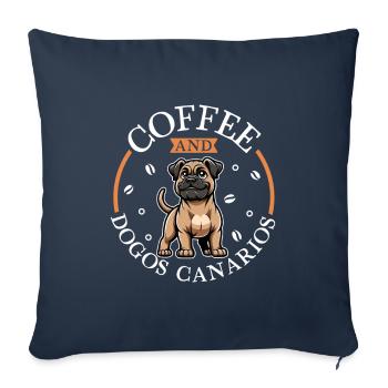 Coffee and Dogo Canario - Sofa pillowcase 17,3'' x 17,3'' (45 x 45 cm) - navy - Front