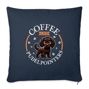 Coffee and poodle pointer - Sofa pillowcase 17,3'' x 17,3'' (45 x 45 cm) - navy - Front