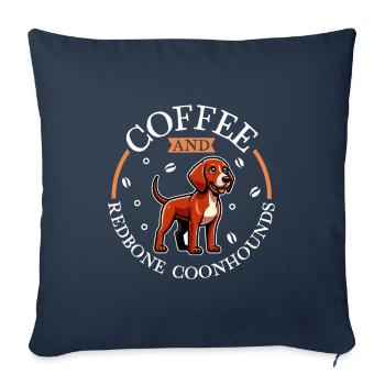 Café et Redbone Coonhound - Housse de coussin décorative 45 x 45 cm - bleu marine - Devant