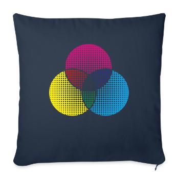 Palette de couleurs Roue chromatique Couleurs de l’artiste - Housse de coussin décorative 45 x 45 cm - bleu marine - Devant