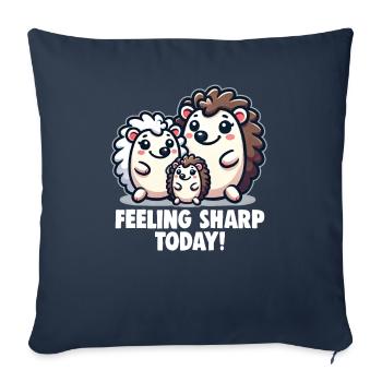 Mignon Hérisson Amoureux Drôle Hérisson Drôle Hérisson Mignon - Housse de coussin décorative 45 x 45 cm - bleu marine - Devant