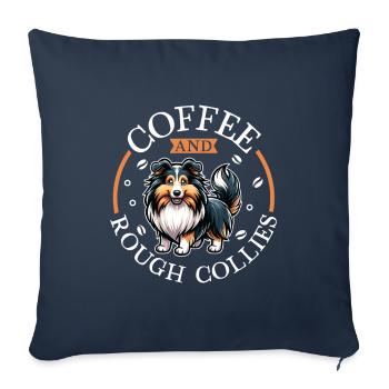Coffee and long-haired collie - Sofa pillowcase 17,3'' x 17,3'' (45 x 45 cm) - navy - Front