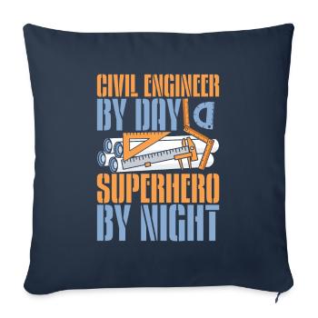 Ingénieur civil - Housse de coussin décorative 45 x 45 cm - bleu marine - Devant