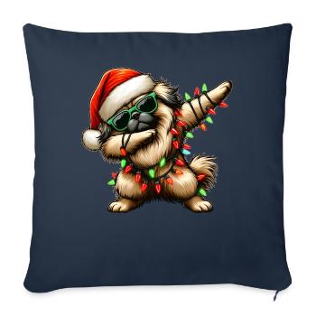 Dabbing Pekingese Sunglasses Cute Christmas - Sofa pillowcase 17,3'' x 17,3'' (45 x 45 cm) - navy - Front