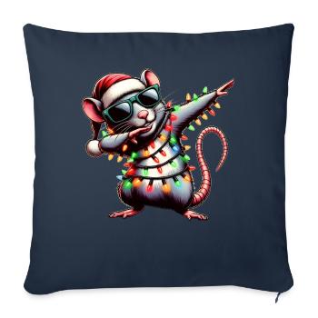 Polka Dot Rat Souris Lunettes de soleil Noël mignon - Housse de coussin décorative 45 x 45 cm - bleu marine - Devant