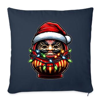 Daruma Doll Japan Lucky Charm Christmas Hat X - Sofa pillowcase 17,3'' x 17,3'' (45 x 45 cm) - navy - Front