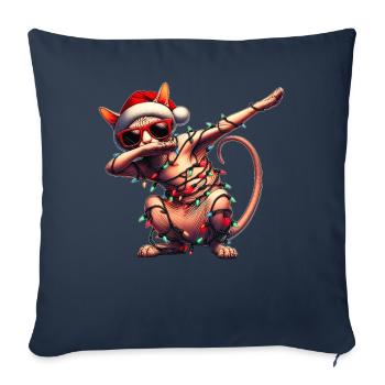 Polka Dot Sphynx Cat Sunglasses Cute Christmas - Sofa pillowcase 17,3'' x 17,3'' (45 x 45 cm) - navy - Front