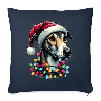 Greyhound Dog Christmas Hat Xmas - Sofa pillowcase 17,3'' x 17,3'' (45 x 45 cm) - navy - Front