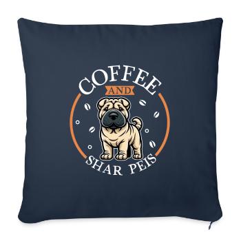 Coffee and Shar-Pei - Sofa pillowcase 17,3'' x 17,3'' (45 x 45 cm) - navy - Front