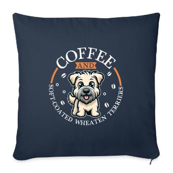 Café et Terrier de blé à poil doux irlandais - Housse de coussin décorative 45 x 45 cm - bleu marine - Devant