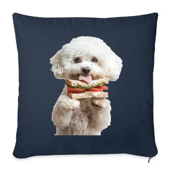 Bichon Frisé - Housse de coussin décorative 45 x 45 cm - bleu marine - Devant