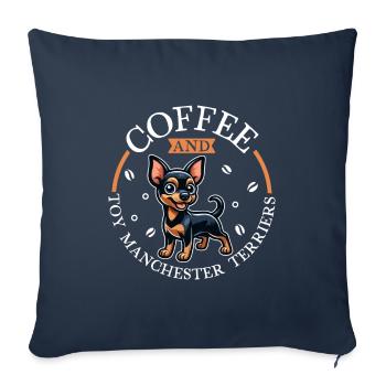Café et Manchester Terrier - Housse de coussin décorative 45 x 45 cm - bleu marine - Devant