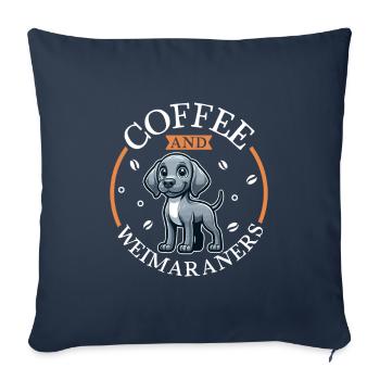 Café et braque de Weimar - Housse de coussin décorative 45 x 45 cm - bleu marine - Devant