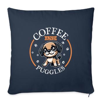 Café et Puggle - Housse de coussin décorative 45 x 45 cm - bleu marine - Devant