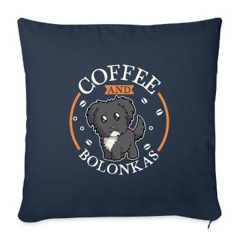 Coffee and Bolonka Zwetna - Sofa pillowcase 17,3'' x 17,3'' (45 x 45 cm) - navy - Front