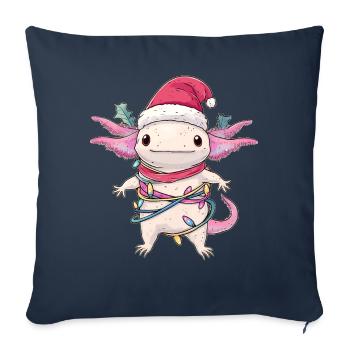 Mignon Kawaii Axolotl Père Noël - Housse de coussin décorative 45 x 45 cm - bleu marine - Devant