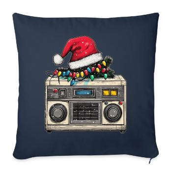 Boîte à Musique Père Noël Chapeau Noël - Housse de coussin décorative 45 x 45 cm - bleu marine - Devant