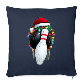 Bowling melon chapeau de Noël Noël - Housse de coussin décorative 45 x 45 cm - bleu marine - Devant