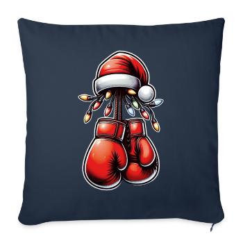 Boxer Gants de Boxe Chapeau de Noël Noël - Housse de coussin décorative 45 x 45 cm - bleu marine - Devant
