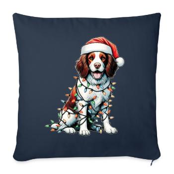 Brittany Spaniel Dog Santa Hat Xmas - Sofa pillowcase 17,3'' x 17,3'' (45 x 45 cm) - navy - Front