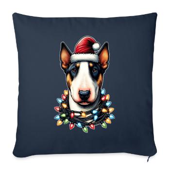 Bull Terrier Dog Christmas Hat Xmas - Sofa pillowcase 17,3'' x 17,3'' (45 x 45 cm) - navy - Front