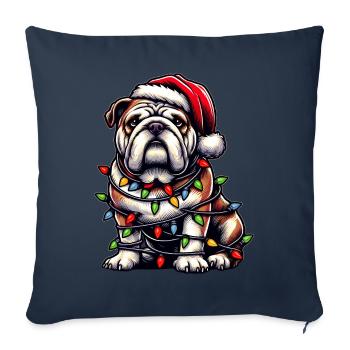 Bulldog Dog Christmas Hat Xmas - Sofa pillowcase 17,3'' x 17,3'' (45 x 45 cm) - navy - Front
