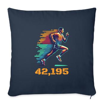 Un marathonien court un marathon de 42,195 km - Housse de coussin décorative 45 x 45 cm - bleu marine - Devant