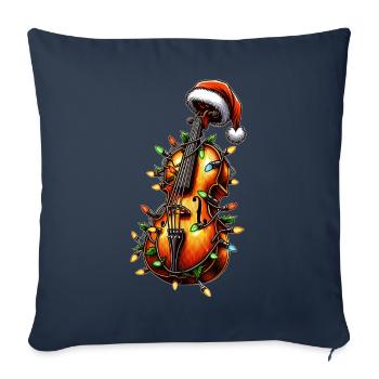 Violoncelle Instrument de musique Chapeau de Noël Noël - Housse de coussin décorative 45 x 45 cm - bleu marine - Devant