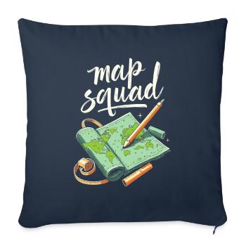 Escouade de cartographes - Housse de coussin décorative 45 x 45 cm - bleu marine - Devant