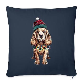 Cocker Spaniel Dog Santa Hat Xmas - Sofa pillowcase 17,3'' x 17,3'' (45 x 45 cm) - navy - Front