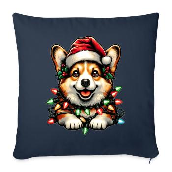 Cute Corgi Christmas Hat Xmas - Sofa pillowcase 17,3'' x 17,3'' (45 x 45 cm) - navy - Front