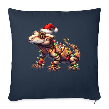 Chapeau de Noël Gecko Lizard à crête Noël - Housse de coussin décorative 45 x 45 cm - bleu marine - Devant