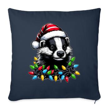 Miel Badger Ratel Chapeau de Noël - Housse de coussin décorative 45 x 45 cm - bleu marine - Devant