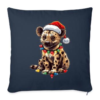 Cute Hyena Christmas Hat Xmas - Sofa pillowcase 17,3'' x 17,3'' (45 x 45 cm) - navy - Front