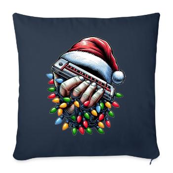 Harmonica Harmonica Player Santa Hat - Sofa pillowcase 17,3'' x 17,3'' (45 x 45 cm) - navy - Front