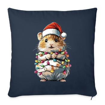 Cute Hamster Hammy Christmas Hat Xmas - Sofa pillowcase 17,3'' x 17,3'' (45 x 45 cm) - navy - Front