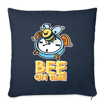 Horloge Abeille À L’heure Drôle Graphique - Housse de coussin décorative 45 x 45 cm - bleu marine - Devant