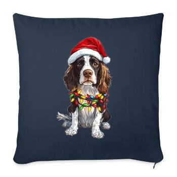 English Springer Spaniel Dog Christmas Hat Xmas - Sofa pillowcase 17,3'' x 17,3'' (45 x 45 cm) - navy - Front