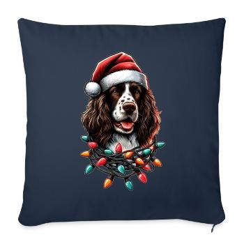 English Springer Spaniel Dog Christmas Hat Xmas - Sofa pillowcase 17,3'' x 17,3'' (45 x 45 cm) - navy - Front