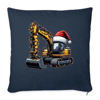 Opérateur d’excavation en construction du chapeau de Noël HEO - Housse de coussin décorative 45 x 45 cm - bleu marine - Devant