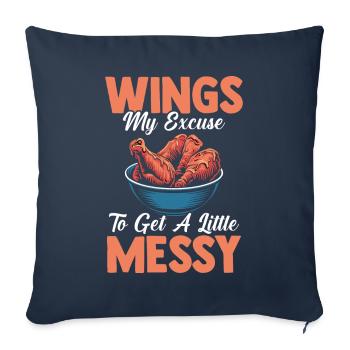 Ailes de poulet : mon excuse pour se salir un peu - Housse de coussin décorative 45 x 45 cm - bleu marine - Devant