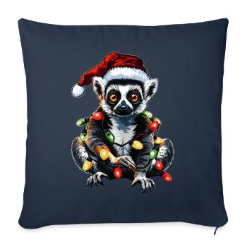 Lemur Weihnachtsmütze Xmas Ringschwanz Weihnachtsm - Sofakissenbezug 45 x 45 cm - Navy - Vorne