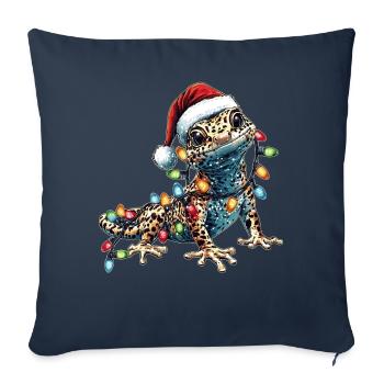 Chapeau de Noël léopard gecko lézard Noël - Housse de coussin décorative 45 x 45 cm - bleu marine - Devant