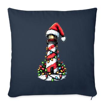 Phare Chapeau de Noël Noël - Housse de coussin décorative 45 x 45 cm - bleu marine - Devant