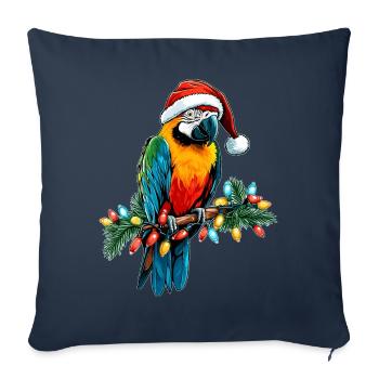 Macaw Parrot Christmas Hat Xmas - Sofa pillowcase 17,3'' x 17,3'' (45 x 45 cm) - navy - Front