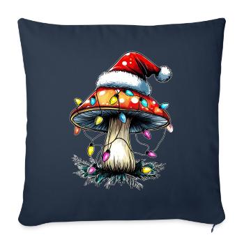 Champignon Cottagecore Esthétique Père Noël - Housse de coussin décorative 45 x 45 cm - bleu marine - Devant