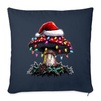 Champignon Cottagecore Esthétique Père Noël - Housse de coussin décorative 45 x 45 cm - bleu marine - Devant