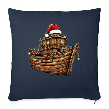 Arche de Noé Chapeau de Noël Noël - Housse de coussin décorative 45 x 45 cm - bleu marine - Devant